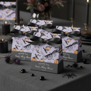 Gothic Orange Baby Carriage Baby Shower Thank You Favour Box