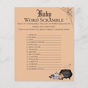Gothic Orange Baby Word Scramble Baby Shower Game