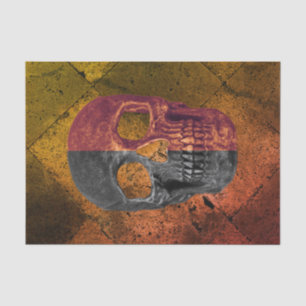 Gothic Orange Black Half Skull Vintage Texture Tissue Paper