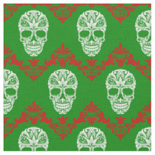 gothic ornate victorian christmas skulls  fabric