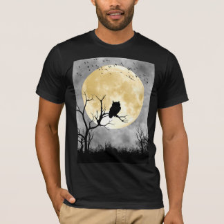 Gothic Owl Silhouette and Giant Full Moon Poster T-Shirt