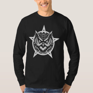 Gothic Owl with Star Geometry T-Shirt