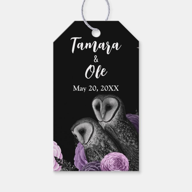 Gothic Owls Wedding Gift Tags (Front)