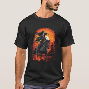 Gothic Pagan Woman Goth Witch On Horse Halloween T-Shirt