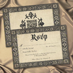 Gothic Parchment Medieval Until Death Wedding QR RSVP Card