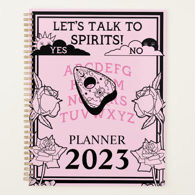 Gothic Pastel Pink Black Floral Year Planner (Front)
