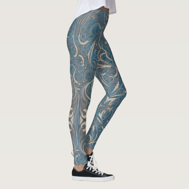Gothic Pattern Blue Leggings (Right)
