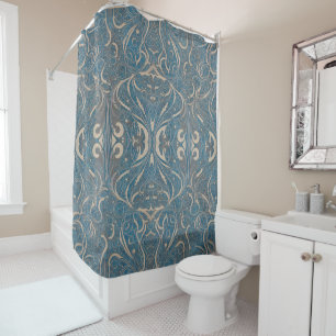 Gothic Pattern Blue Shower Curtain