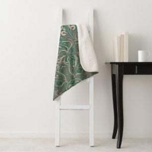 Gothic Pattern Green Sherpa Blanket
