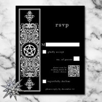 Gothic Pentagram Star Black White Wedding QR Code