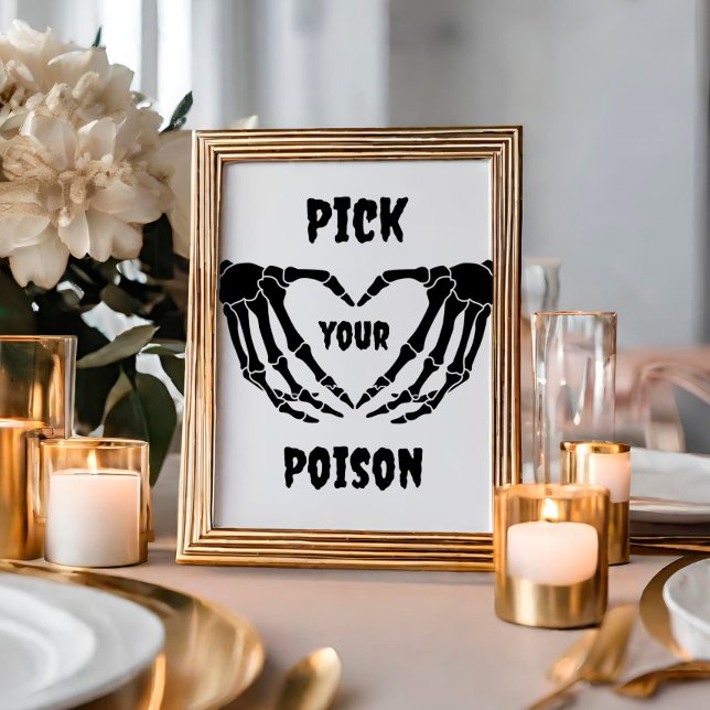 Gothic Pick Your Poison Halloween Baby Shower Sign Invitation (Creator Uploaded)