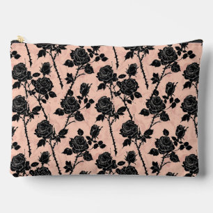 Gothic Pink and black Cemetery roses Accessory Pouch