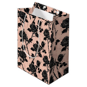 Gothic Pink and black Cemetery roses  Medium Gift Bag