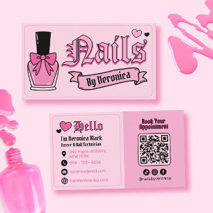 Gothic Pink and Black Girly Nail Technician Business Card