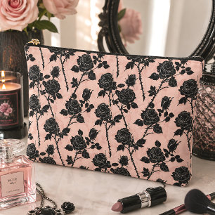 Gothic Pink Cemetery Roses Floral Accessory Pouch