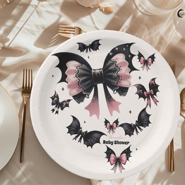 Gothic Pink Halloween Baby Shower Paper Plate (Creator Uploaded)
