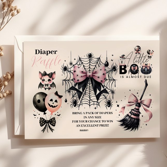 Gothic Pink Halloween Baby Shower Raffle Diapper Enclosure Card (Creator Uploaded)