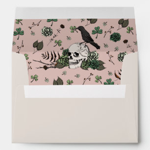 Gothic Pink & Ivory Irish Floral Skulls & Roses Envelope