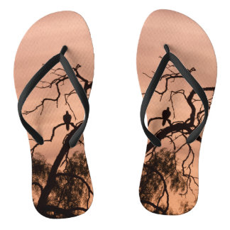 Gothic Pink Nature Silhouette Bird Fall Autumn Jandals