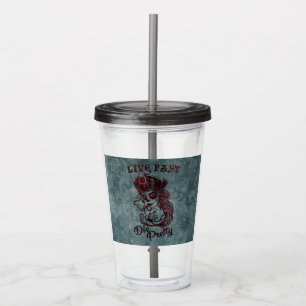 Gothic Pirate Skull Woman Live Fast Die Pretty Acrylic Tumbler