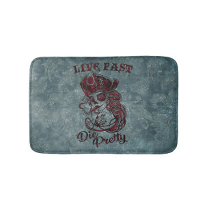 Gothic Pirate Skull Woman Live Fast Die Pretty Bath Mat