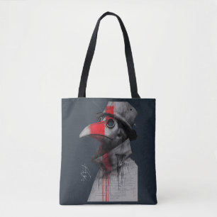 Gothic Plague Doctor Trash Polka Tote Bag