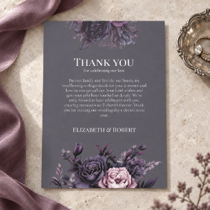 Gothic Plum Floral Wedding Thank You Card