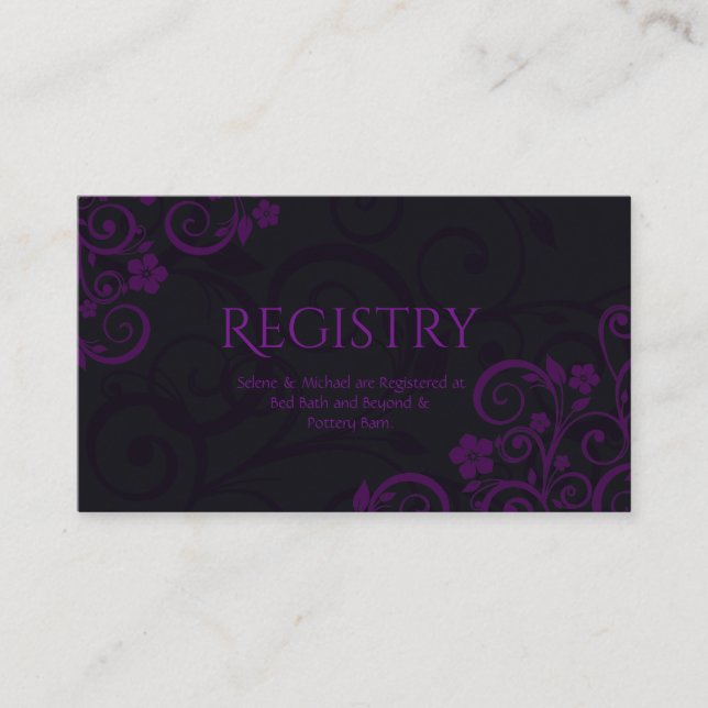 Gothic Plum Wedding Registry Card (Front)