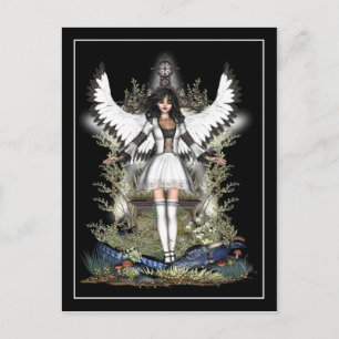 Gothic Postcard - White Angel & Dragon