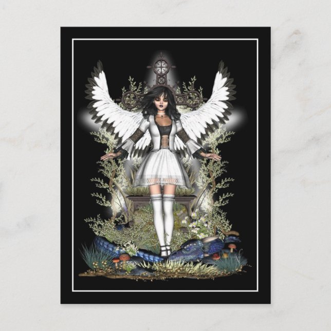 Gothic Postcard - White Angel & Dragon (Front)