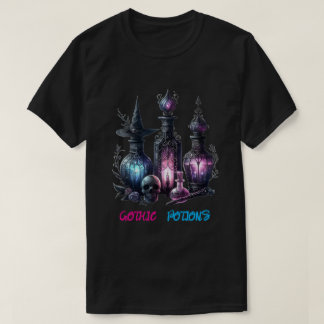 Gothic Potion Bottles T-Shirt | Dark Fantasy & Wit