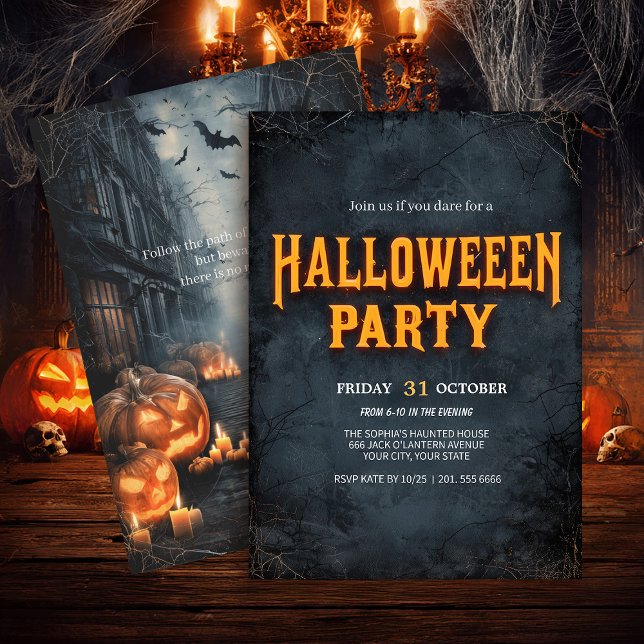 Gothic Pumpkin Street Halloween Invitation (Creator Uploaded)