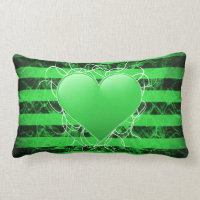 Gothic punk emo green heart with black stripes