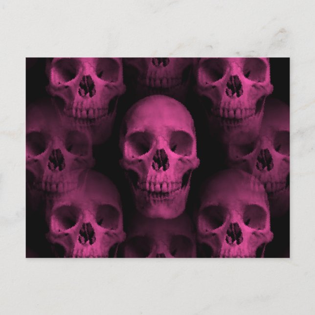 Gothic punk girly hot pink cute skull postcard (Front)