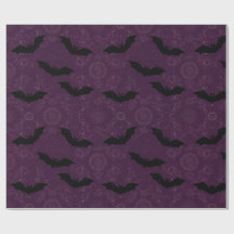 Gothic Purple Bats Damask Floral Pattern