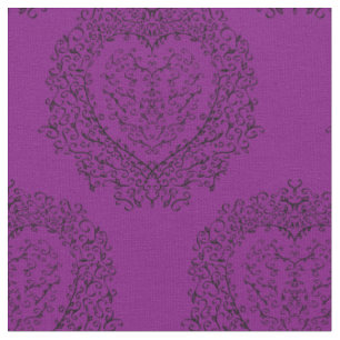 Gothic Purple Black Heart Fabric
