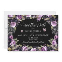 Gothic Purple & Black Moody Florals Quinceañera