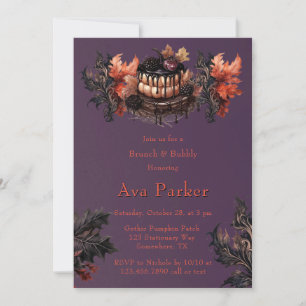 Gothic Purple Black Pumpkin Brunch and Bubbly Invitation