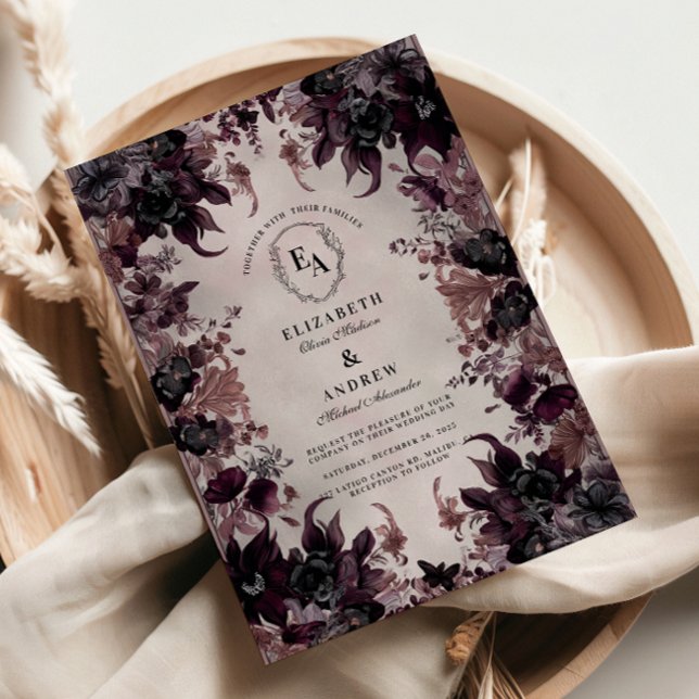 Gothic Purple Bloom Wedding Invitation (Creator Uploaded)