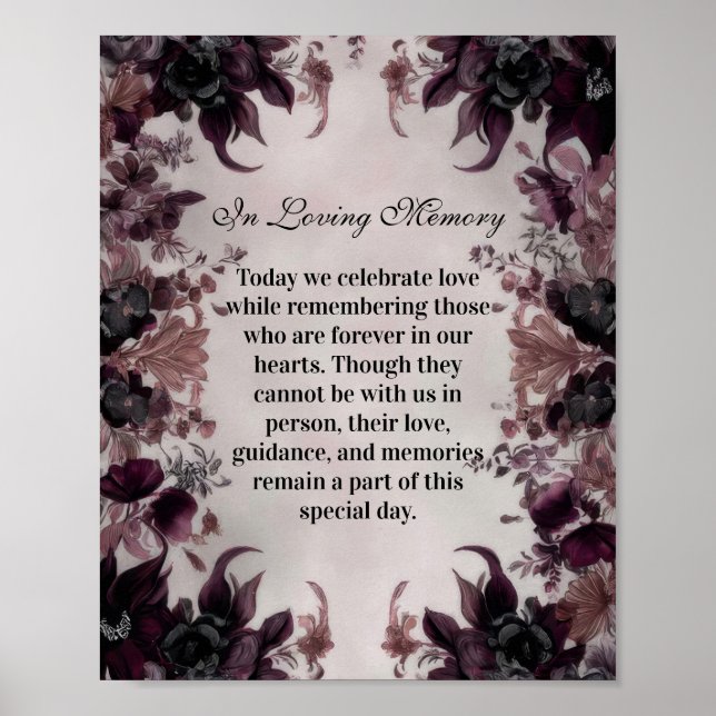 Gothic Purple Bloom Wedding Poster (Front)