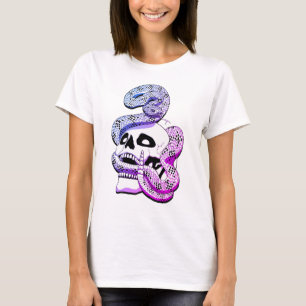 Gothic Purple & Blue Snake and Skull Dark Art T-Shirt