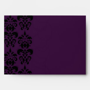 Gothic purple damask wedding envelopes