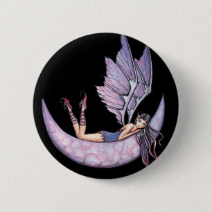 Gothic Purple Fairy Button Pin by Molly Harrison