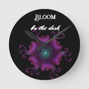 Gothic Purple Flower Dark Floral Botanical Round Clock