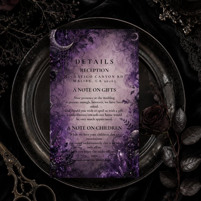 Gothic Purple Goth Wedding Enclosure Card (Creator Uploaded)