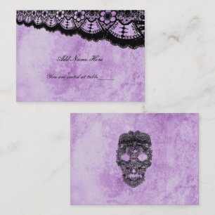 Gothic Purple Grunge Black Lace Wedding Place Card