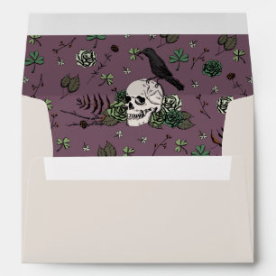 Gothic Purple & Ivory Irish Floral Skulls & Roses Envelope