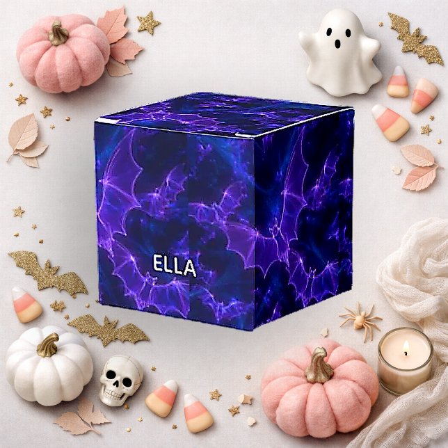 Gothic Purple Neon Bat Pattern Halloween Favour Box (Creator Uploaded)