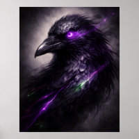 Gothic Purple Raven Wall Art