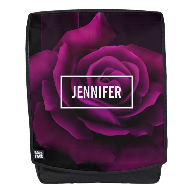 Gothic Purple-Red Rose Flower Backpack (Front)